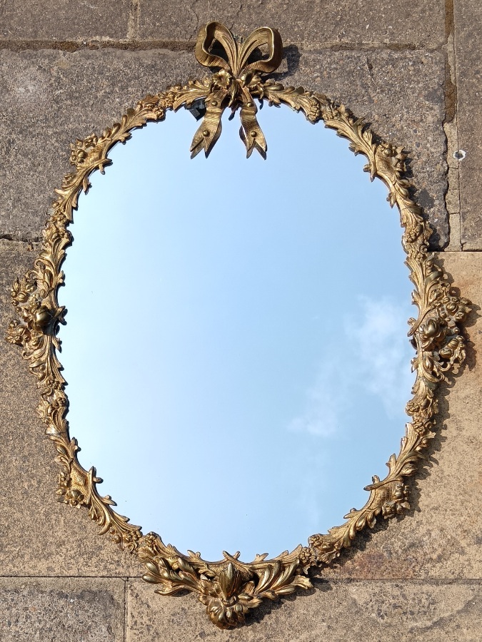 Fine Antique French Louis XVI Gilt Bronze Oval Wall Mirror, c.1880 (27).jpg